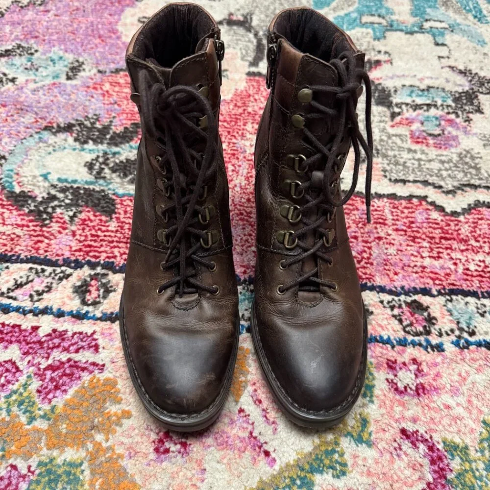 Born Descent Brown Leather Hiker Bootie Womens size 8.5 - Picture 2 of 6